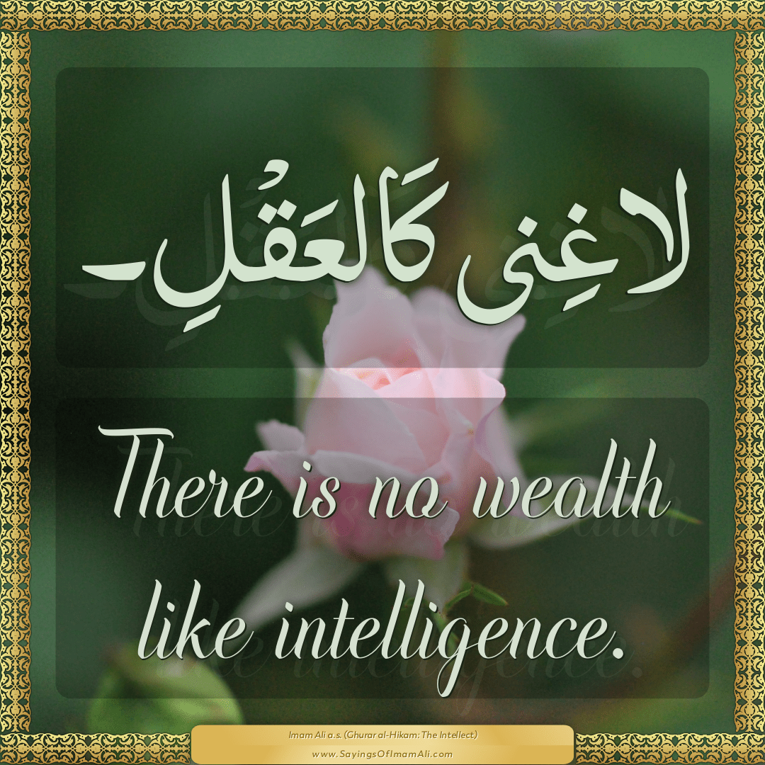 There is no wealth like intelligence.